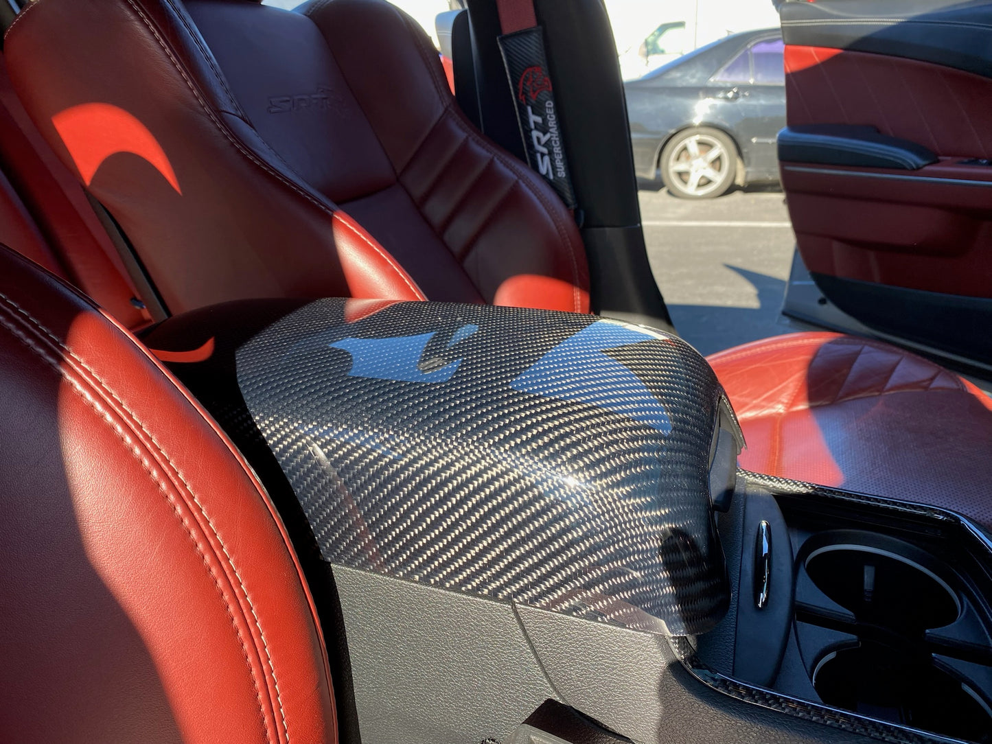 Carbon Fiber Center Console Cover - 2021-2023 Dodge Charger Wide Body - 2011-2021 Dodge Charger Slim Body - 2015-2022 Chrysler 300